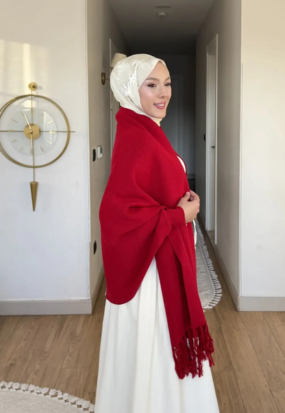 Poncho Femme Élégant en Maille Tricotée à Franges