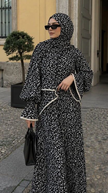 Abaya Femme Élégante à Imprimé Floral