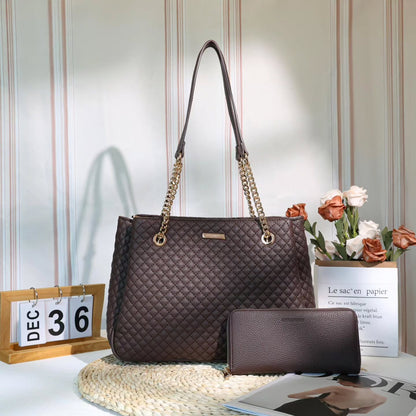 Sac à main matelassé avec portefeuille assorti