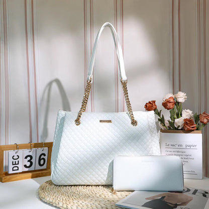 Sac à main matelassé avec portefeuille assorti