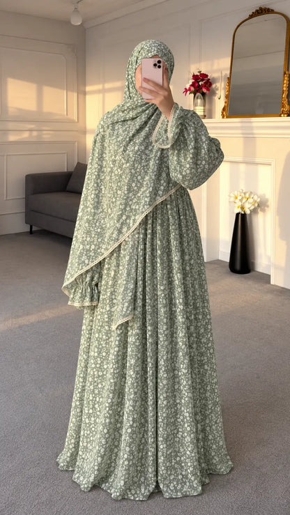 Abaya Femme Élégante à Imprimé Floral