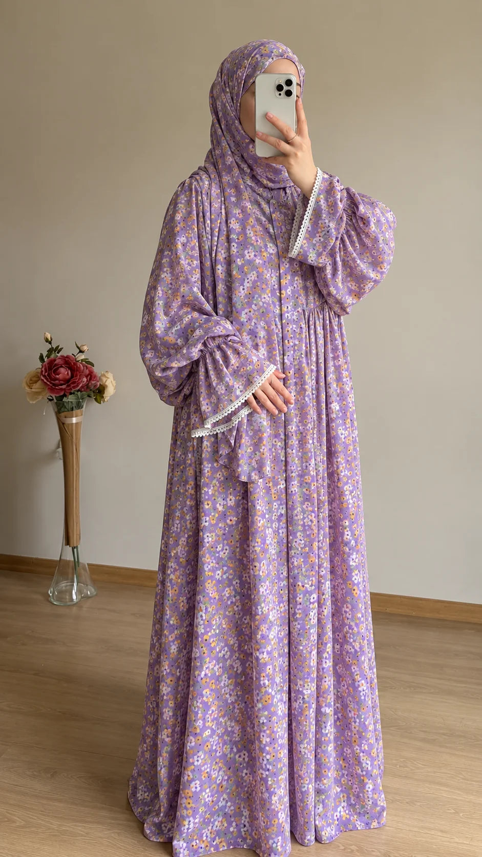 Abaya Femme Élégante à Imprimé Floral